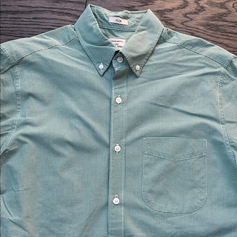 J. crew Green Checkered Button Down Shirt